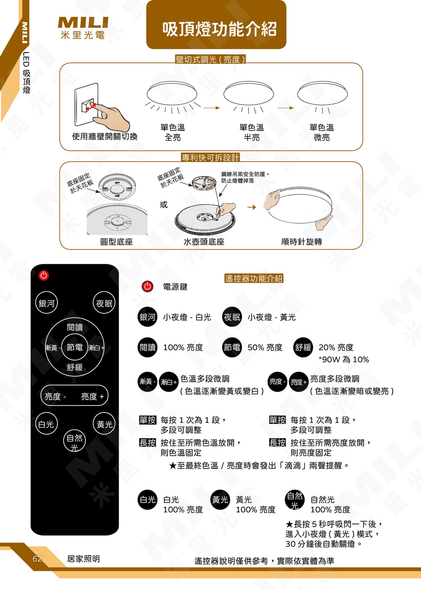 LED 90W遙控調光調色星空吸頂燈
